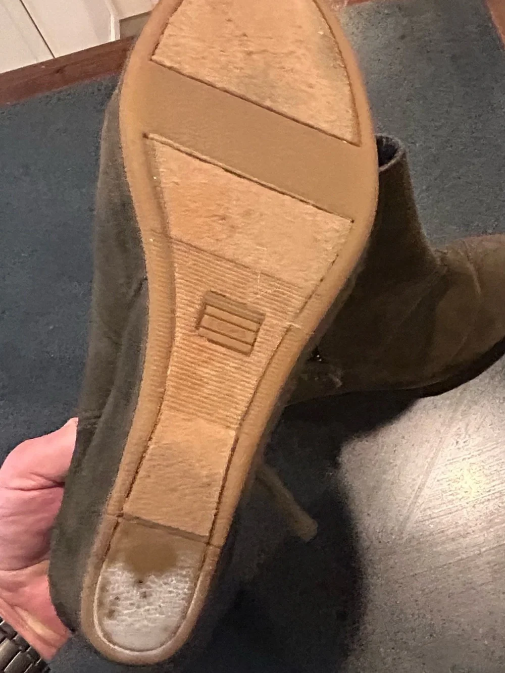 Toms Olive Brown Suede Wedge Ankle Boots